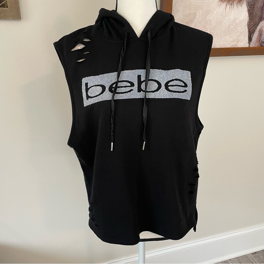 Bebe Black Sleeveless Hoodie